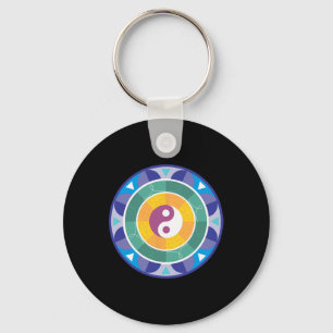 Chaveiro Mandala Espiritual Arco-íris Colorido Yin Yang Chi
