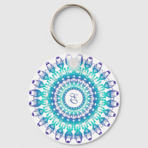 Chaveiro Mandala étnica de turquesa