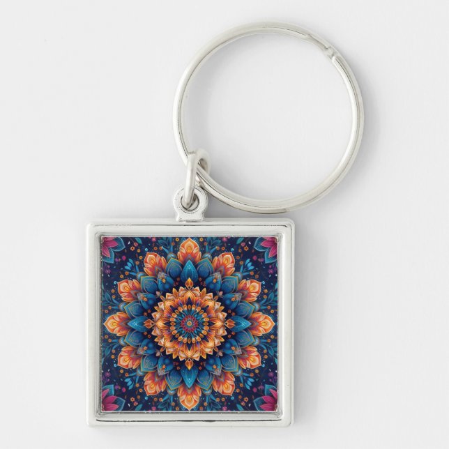 Chaveiro Mandala Flor Arte Digital Estilo-23907 (Frente)