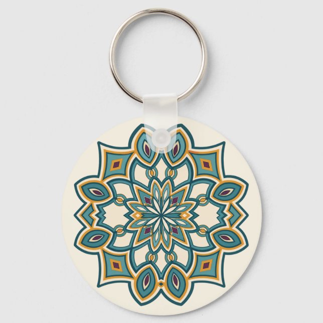 Chaveiro Mandala Flor de Teal (Frente)
