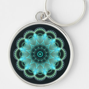 Chaveiro Mandala fractal de estrela brilhante