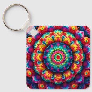 Chaveiro Mandala Geométrica Colorida Padrão-342678