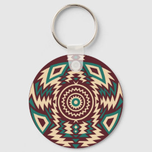 Chaveiro Mandalá Geométrico Inspirado em Tribal