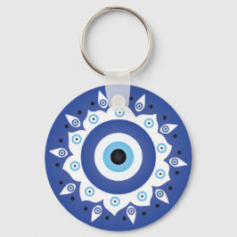 Chaveiro Mandala Grego Mau Azul Branco