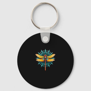 Chaveiro Mandala Libélula - Flor de Lótus Amante de Insetos