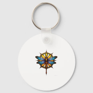 Chaveiro Mandala Libélula Luminosa Geometria Sagrada Espiri