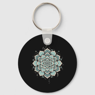 Chaveiro Mandala Lótus Buda Zen Arte Botânico Suculento F