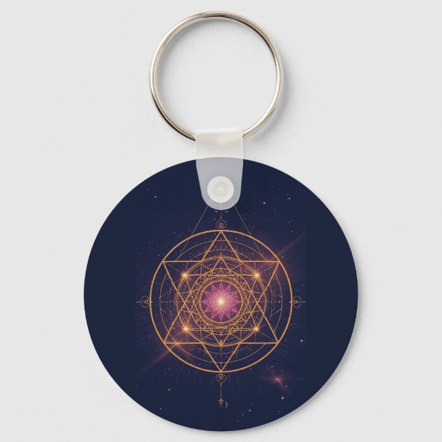 Chaveiro Mandala Luminoso de Harmonia Dourada (Frente)