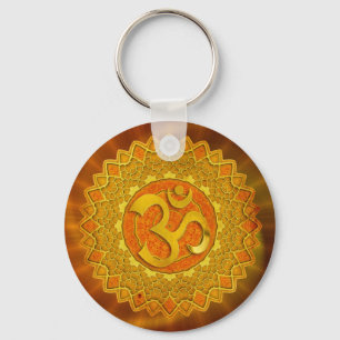Chaveiro MANDALA OM - laranja Brilho vermelho