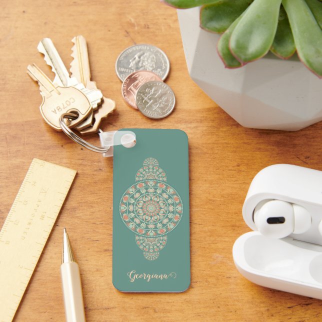 Chaveiro Mandala Ortográfica Personalizada de Sage & Sand (Mesa)