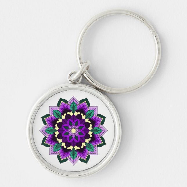 Chaveiro Mandala Padrão 02 em roxo (Frente)