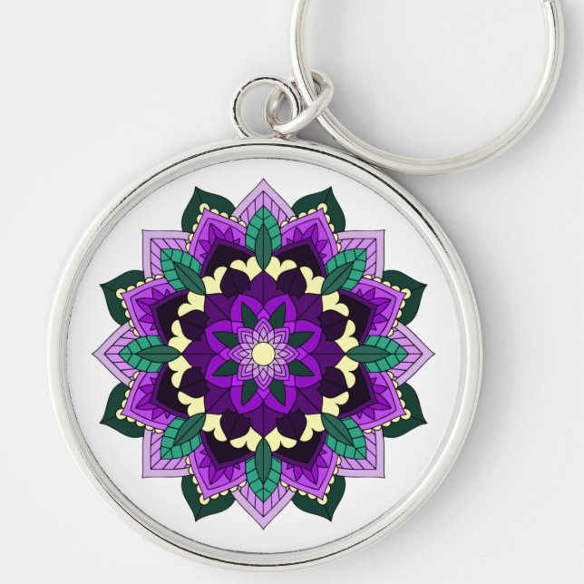 Chaveiro Mandala Padrão 02 em roxo (Frente)