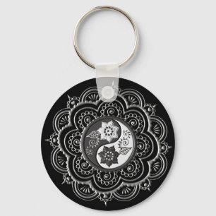 Chaveiro Mandala Prata e Preto