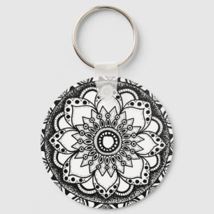 Chaveiro Mandala Preta e Branca