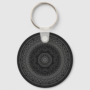 Chaveiro Mandala preto redonda v3