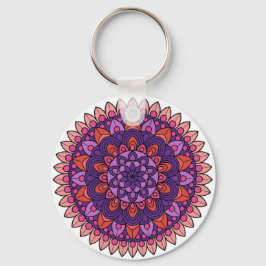 Chaveiro Mandala roxa e rosa