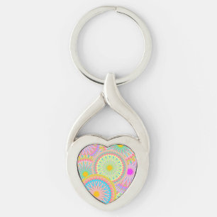 Chaveiro Mandala Sobreposto Rosa Azul Amarelo Verde-Menta R
