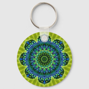 Chaveiro Mandala verde azul flor lightgreen