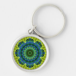 Chaveiro Mandala verde azul flor lightgreen