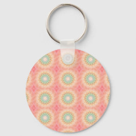 Chaveiro Mandalas Geométricas Coloridas em Verde, Amarelo e