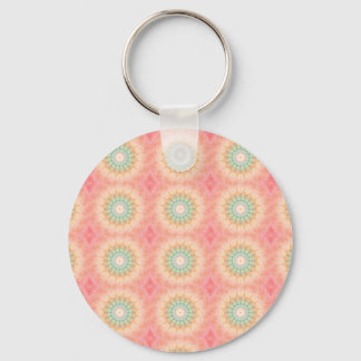 Chaveiro Mandalas Geométricas Coloridas em Verde, Amarelo e