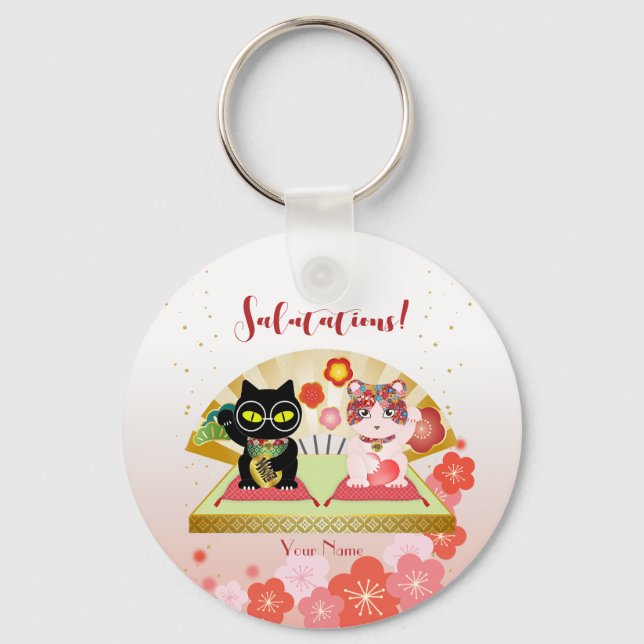Chaveiro Maneki Neko Lucky Poiluna Round (Frente)