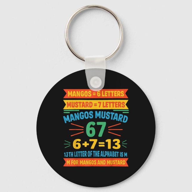 Chaveiro Mangos Mostarda 67 Camiseta Código Engraçado Alfab (Frente)