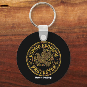 Chaveiro Manifestante Pacífico Não Remunerado Floral Retro 