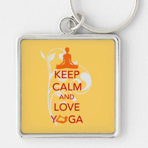 Chaveiro Mantenha a calma e ame a ioga - design original do