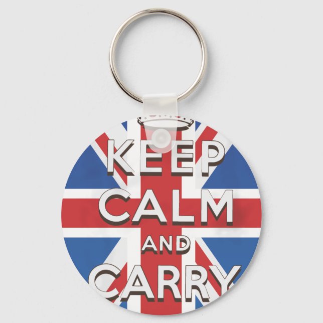 Chaveiro Mantenha a Calma e Continue British Flag (Frente)