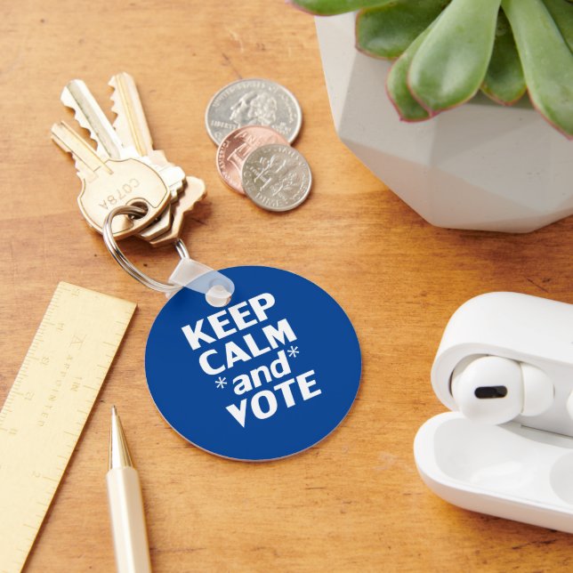 Chaveiro "Mantenha calma e vote" azul branco (Mesa)