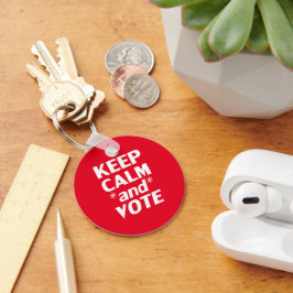 Chaveiro "Mantenha calma e vote" branco vermelho