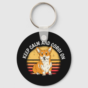 Chaveiro Mantenha-se calmo corgi cão retro amante de filhot
