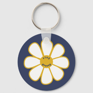 Chaveiro Mantenha-se em Groovy Bonito Flor Retro-Daisy