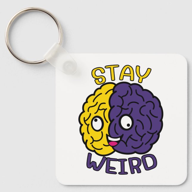 Chaveiro Mantenha-se estranho - Cabeça De Rosto Ilegal (Frente)