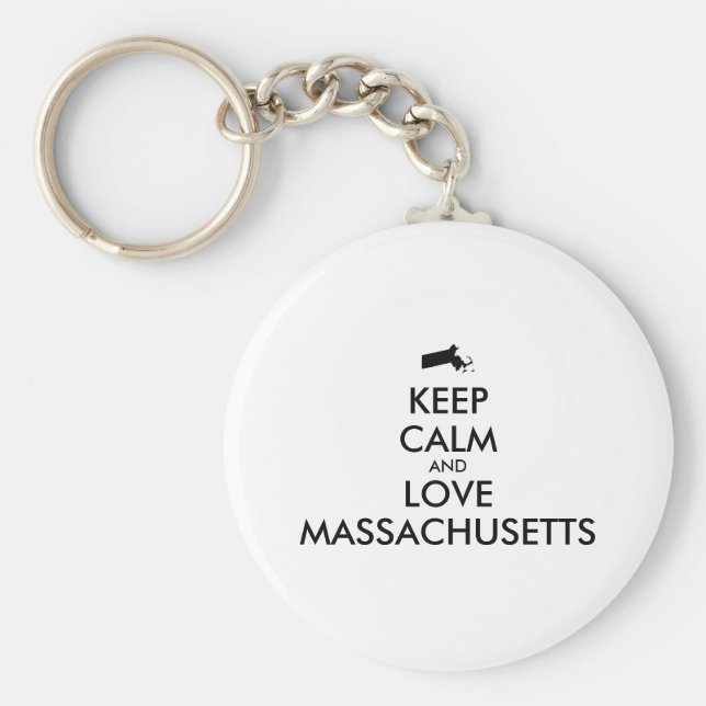Chaveiro MANTER CALMA E AMAR MASSACHUSETAS personalizáveis (Frente)