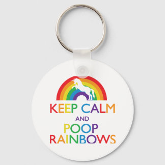 Chaveiro Manter Calmo e Poop Rainbows Unicórnio