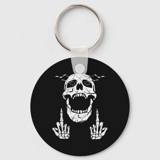 Chaveiro Mão de Esqueleto Halloween Ossos Dedo Médio Caveir (Frente)