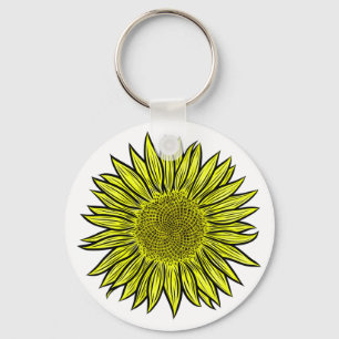Chaveiro Mão De Girassol Amarelo Amarelo Floral Desenhada