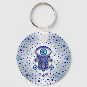 Chaveiro Mão de Hamsa - Mão de Fatima Lapis Lazuli e Prat