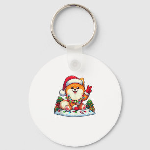 Chaveiro Mão de Paz Engraçada Luzes de Natal Pomeranianas M