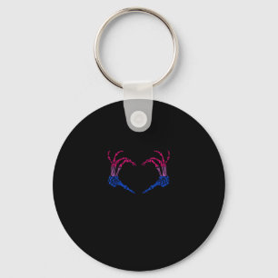 Chaveiro Mão do Skeleton Heart Bisexual Lgbt-Q Pride Skull