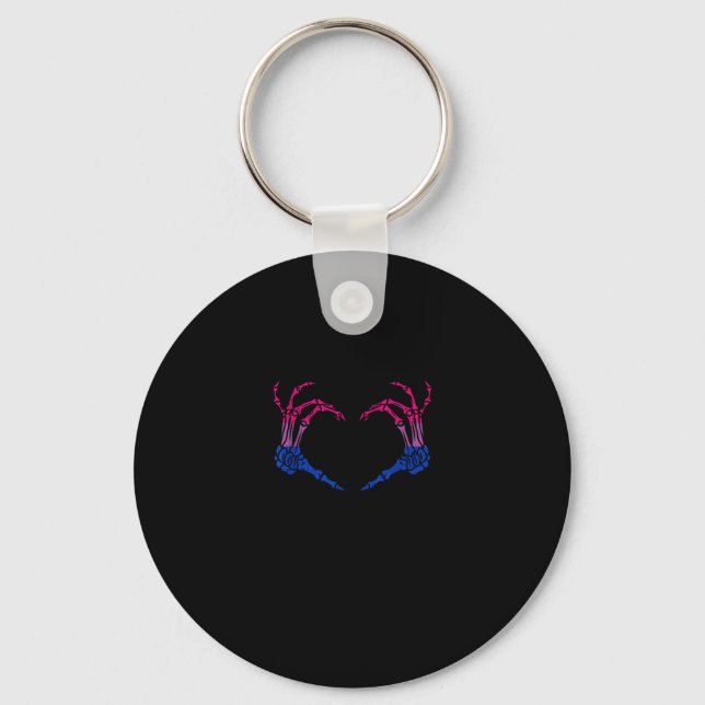Chaveiro Mão do Skeleton Heart Bisexual Lgbt-Q Pride Skull (Frente)