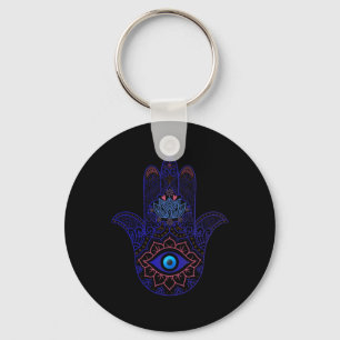 Chaveiro Mão Hamsa Olho Azul do Mal Yoga - Símbolo Espiritu