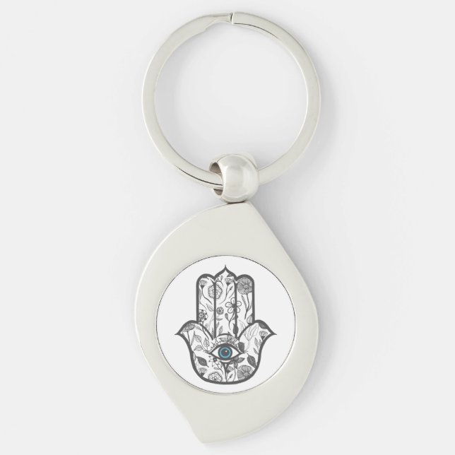 Chaveiro Mão simples mão floral tirada de Hamsa (Frente)