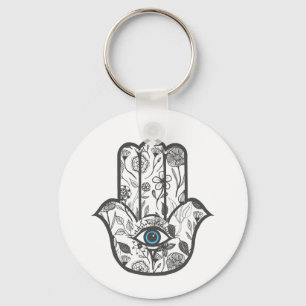 Chaveiro Mão simples mão floral tirada de Hamsa