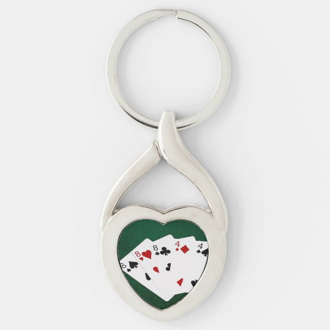 Chaveiro Mãos de Poker - Full House - Oito e Quatro (Frente)
