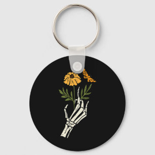 Chaveiro Mãos Florais Esqueletais Clicam em Halloween Retro