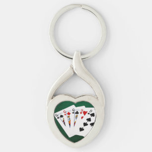 Chaveiro Mãos Poker - Casa de Cheio - Rainha e Nove