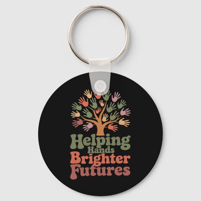 Chaveiro Mãos que Ajudam Futuros Mais Brilhantes Retro Prof (Frente)